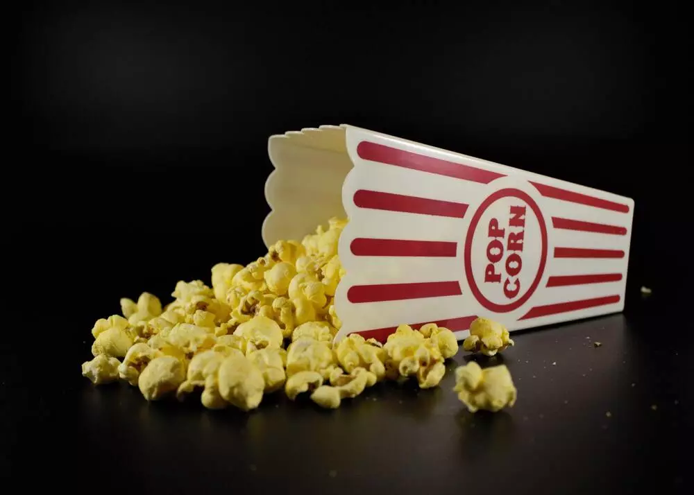 A box of spilled popcorn.